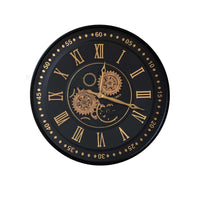Colorado Modern Wall Clock with Moving Gold Gears Luxury Co