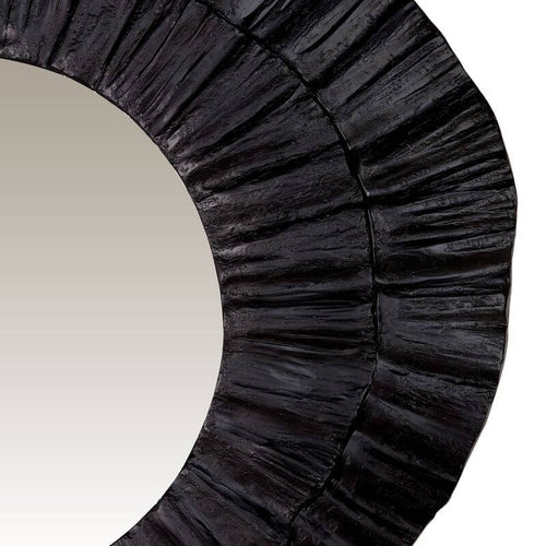 Corfu Wall Mirror Modern Round Shape Black - 102cm Luxury Co
