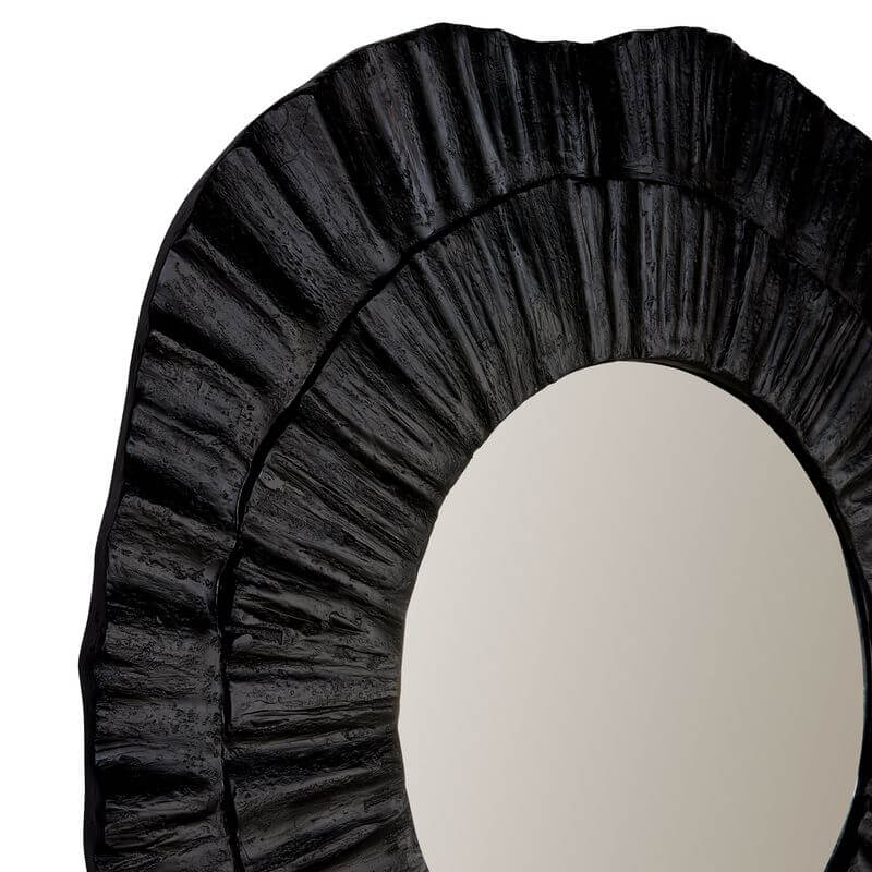Corfu Wall Mirror Modern Round Shape Black - 102cm Luxury Co