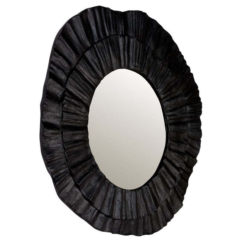 Corfu Wall Mirror Modern Round Shape Black - 102cm