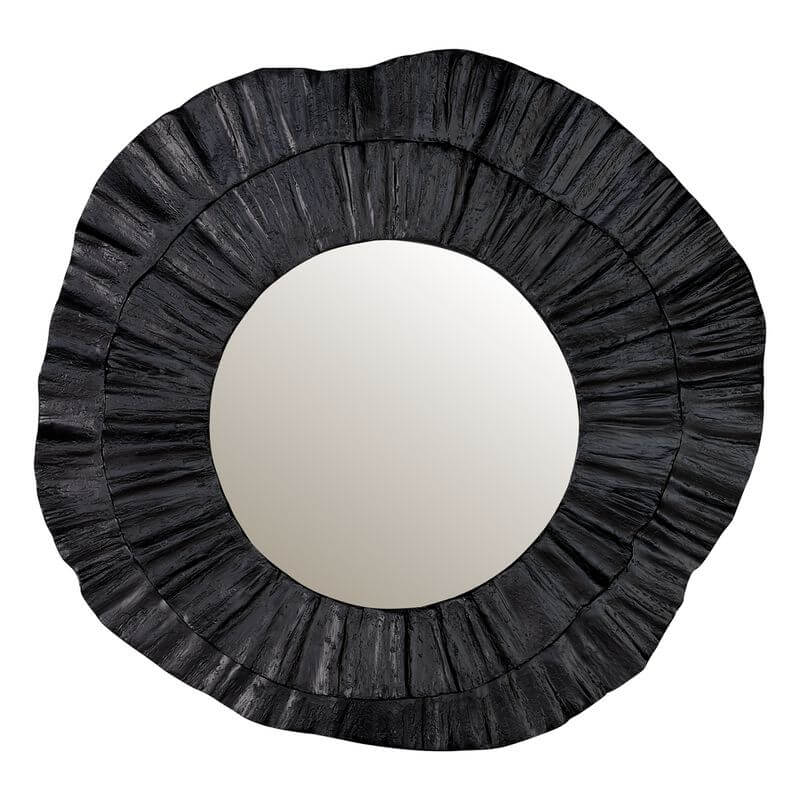Corfu Wall Mirror Modern Round Shape Black - 102cm