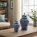 Antique Ginger Jar Blue White Ginger Jar Set Floral