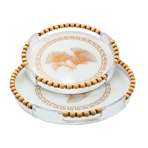 Elegant Round Serving Tray With Handles Set - 2 Trays Luxury Co