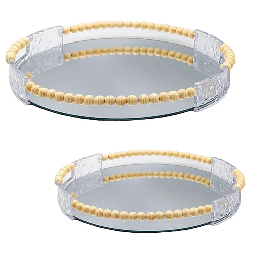 Elegant Round Vanity Mirror Tray Set - Pack of 2 Luxury Co