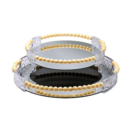 Elegant Round Vanity Mirror Tray Set - Pack of 2 Luxury Co