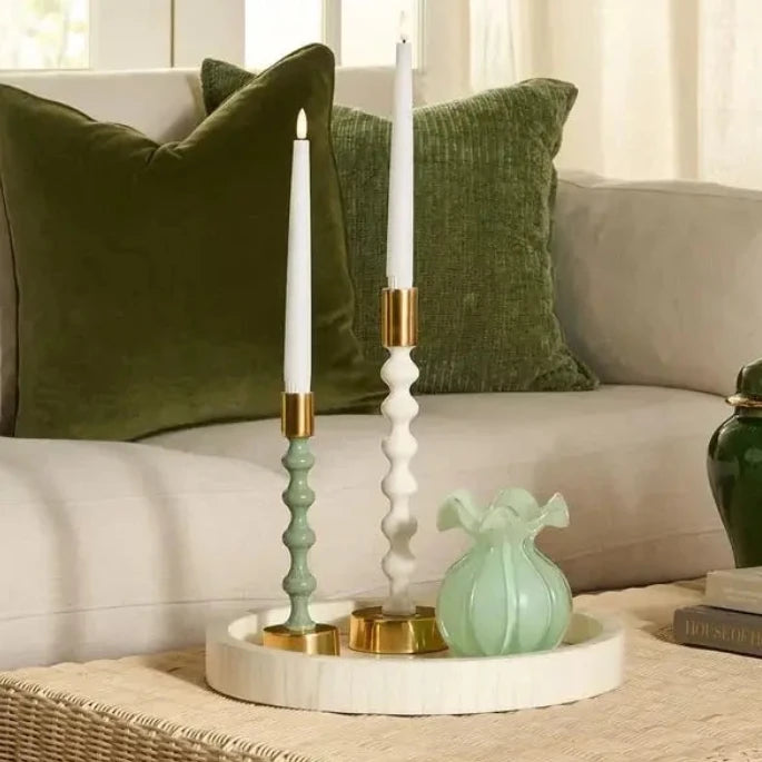 Elsa Glossy White Aluminium Candle Holder