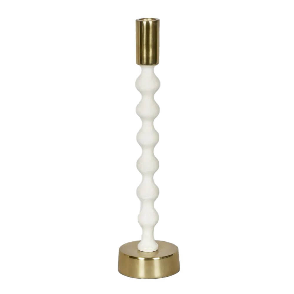 Elsa Glossy White Aluminium Candle Stand Holder 31cm