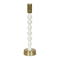 Elsa Glossy White Aluminium Candle Stand Holder 31cm Luxury Co