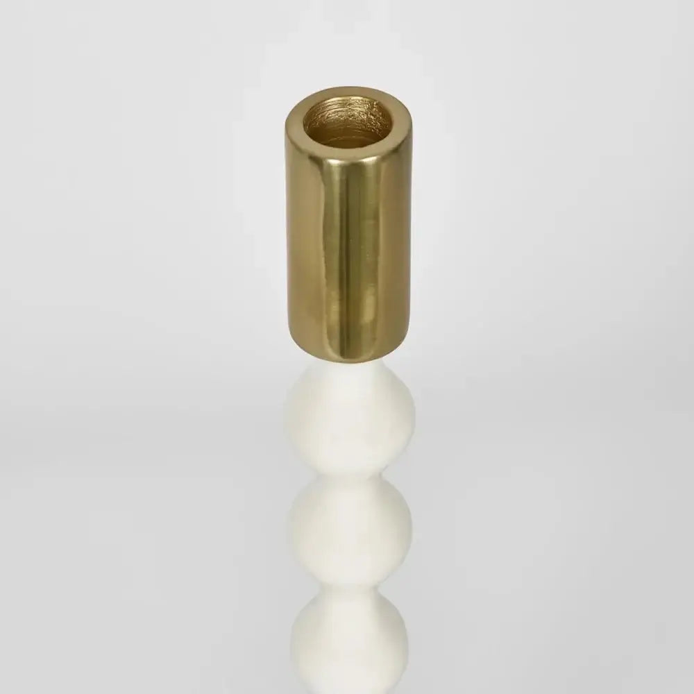 Elsa Glossy White Aluminium Candle Stand Holder 31cm