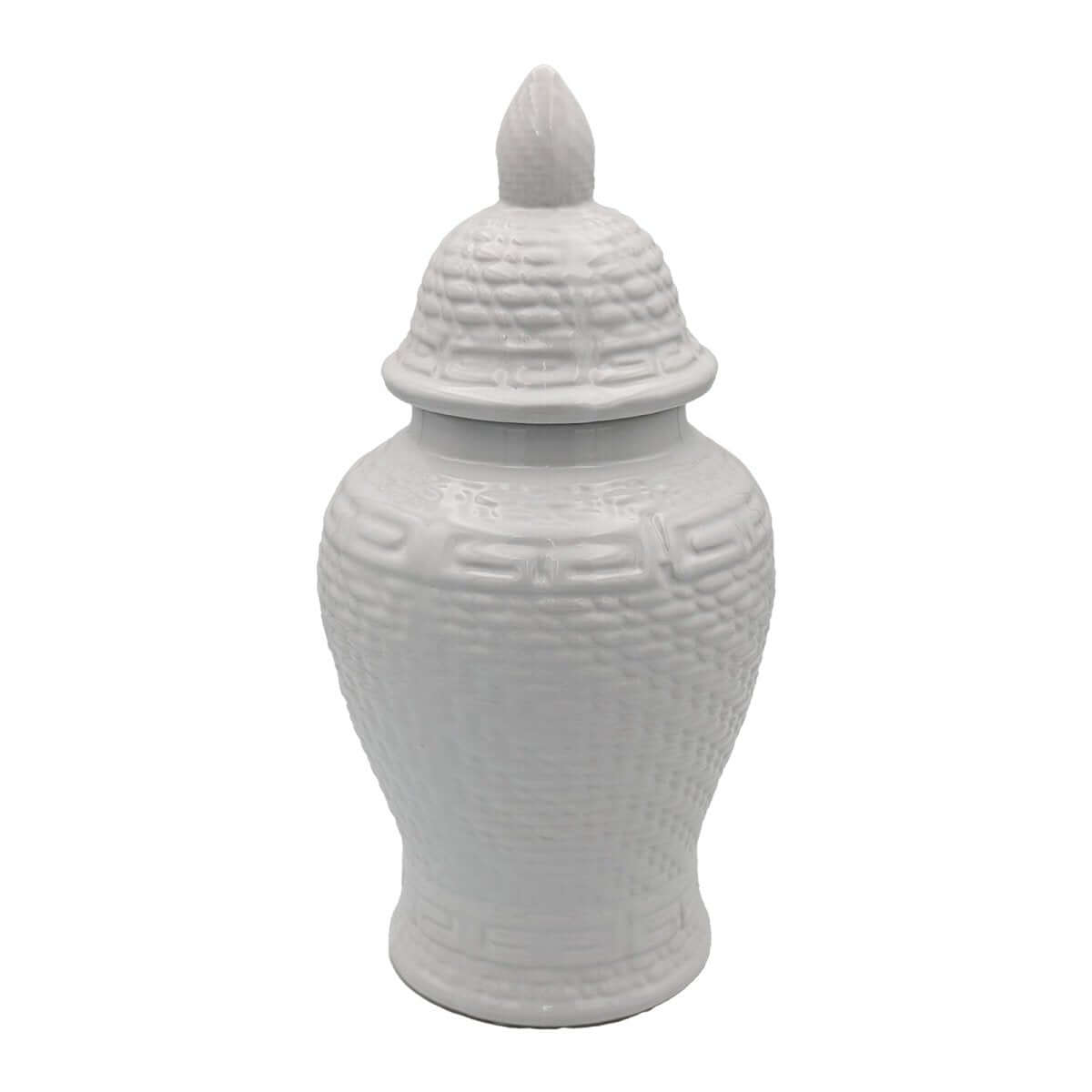 Zen Style White Ceramic Ginger Jar - 37cm
