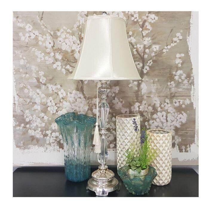 Felicienne Champagne Table Lamp w/Cream Shade Luxury Co