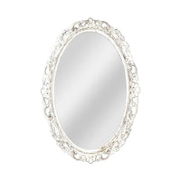 Floral Firewood Decorative Wall Mirror White Frame 42cm Luxury Co