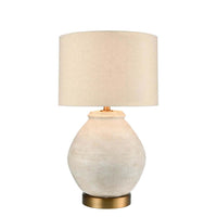 Forbes White Sandstone Table Lamp Linen Shade 66cm Luxury Co