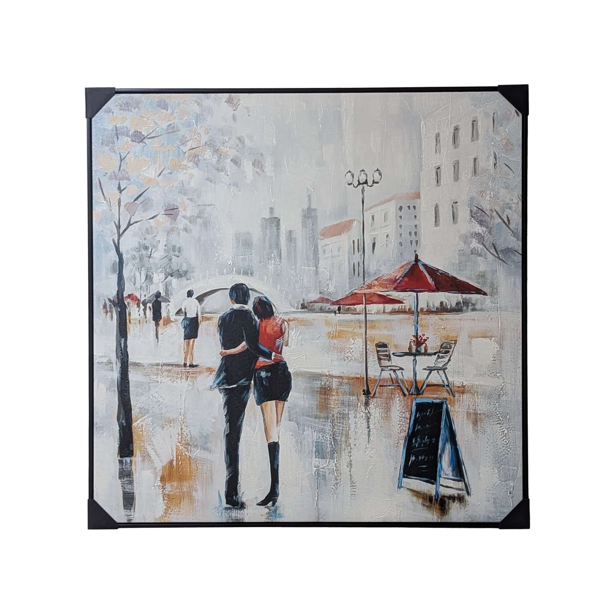 Framed Oil Painting Canvas Walk in City Luxury Co