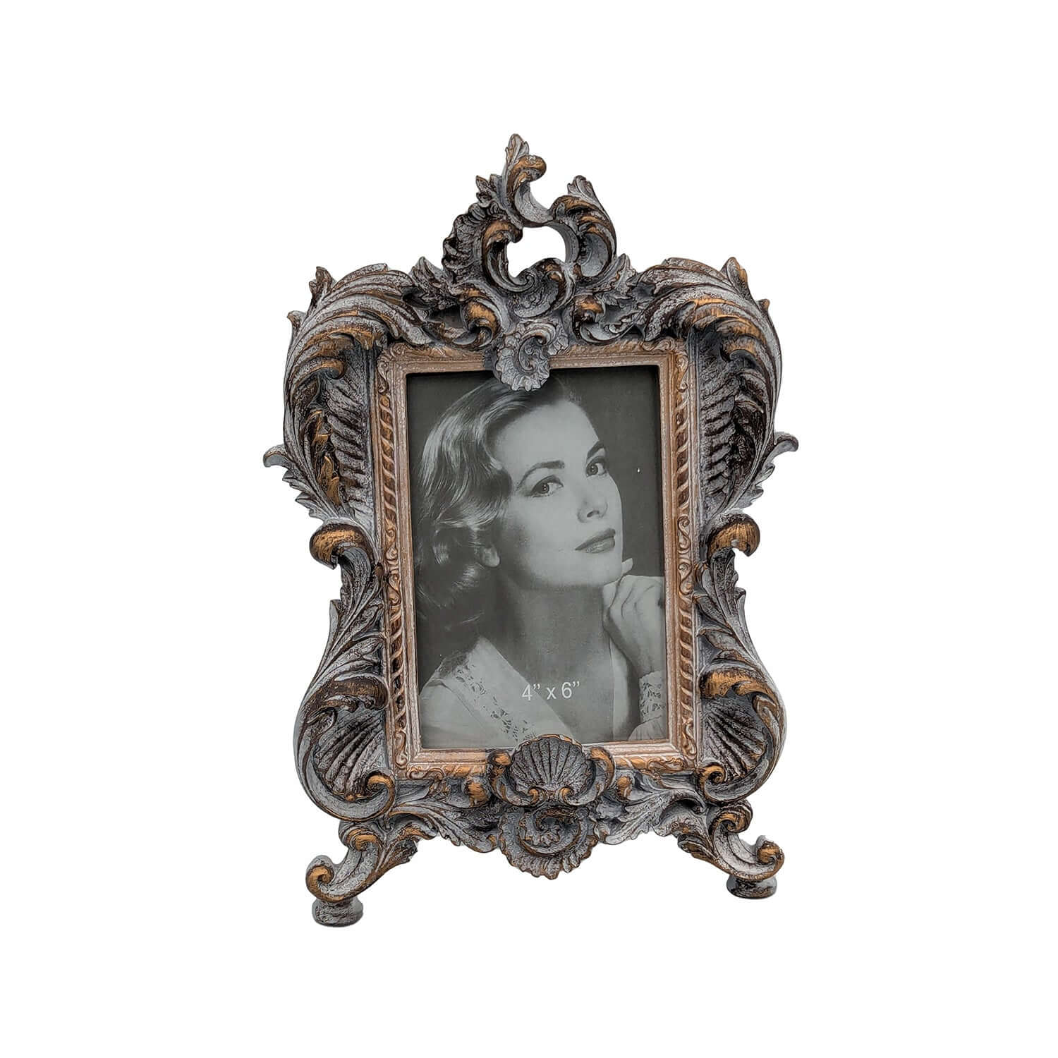 French Baroque Photo Frame - Vintage Gold & Grey Luxury Co