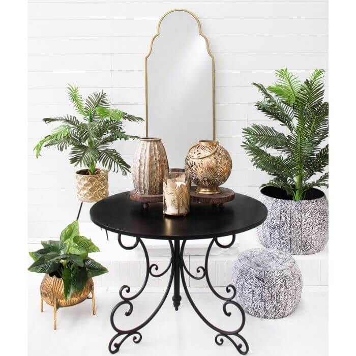 French Style Metal Garden Table Black