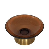 Gable Glass Footed Bowl Small Brown Glass/Brass Luxury Co