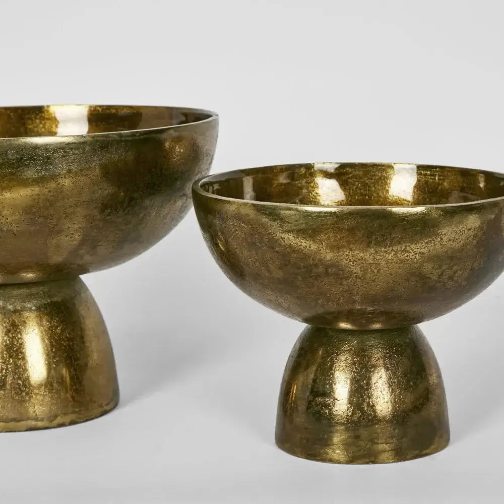 Gia Large Antique Gold Footed Aluminium Bowl 29cm Luxury Co