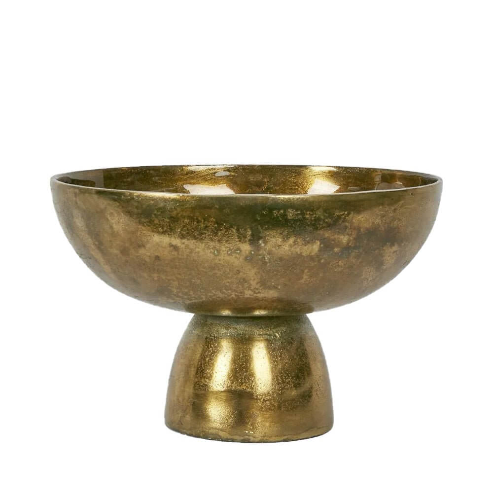 Gia Large Antique Gold Footed Aluminium Bowl 29cm Luxury Co