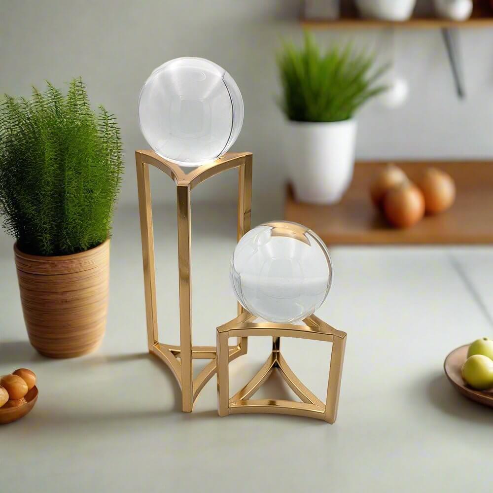 Glass Sphere Table Décor Gold Set Luxury Co