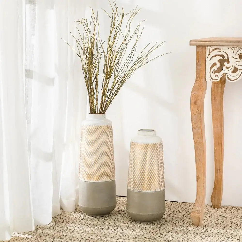 Glitzhome Modern Vintage Metal Vase Distressed Gold Luxury Co