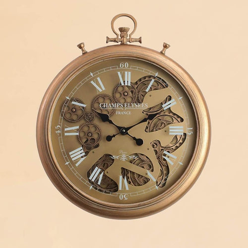 Gold Chronograph Metal Wall Clock with Moving Gears, 62cmTransform your space with this Gold Chronograph Wall Clock. Adds industrial charm and luxury, featuring exposed moving gears for modern Australian homes.
