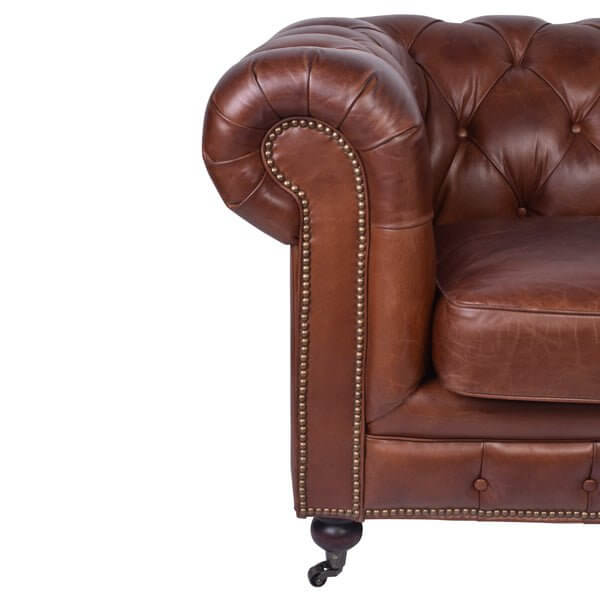 Hampton Court Aged Leather - Chesterfield Armchair Luxury Co