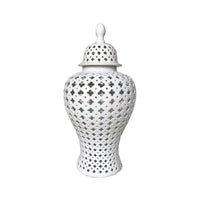 White Hamptons lace ceramic ginger jar large size