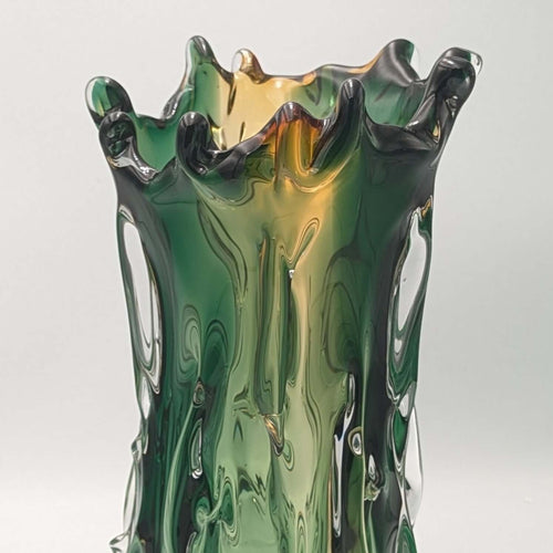 Artisan Murano Style Swirl Glass Vase Green YellowLuxury Coglass Vase