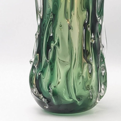 Artisan Murano Style Swirl Glass Vase Green YellowLuxury Coglass Vase