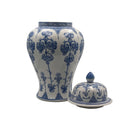 Hand - Painted Floral Ginger Jar Set - Blue & White Luxury Co