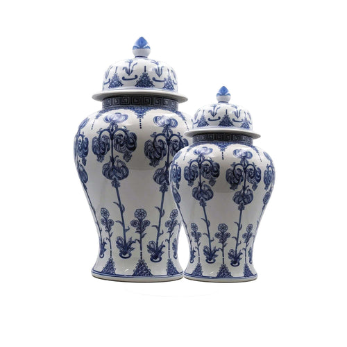 Hand-Painted Blue White Ginger Jar Set