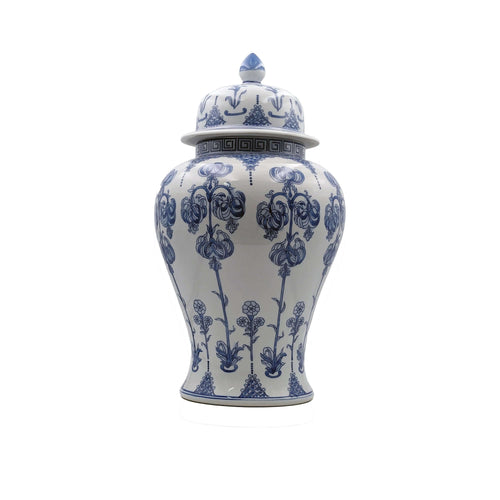 Hand - Painted Floral Ginger Jar Set - Blue & White Luxury Co