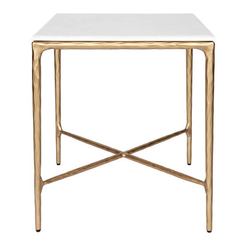 Heston Marble Square Modern Brass Side Table - 50cm Luxury Co