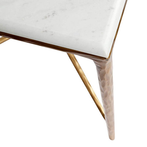 Heston Marble Square Modern Brass Side Table - 50cm Luxury Co