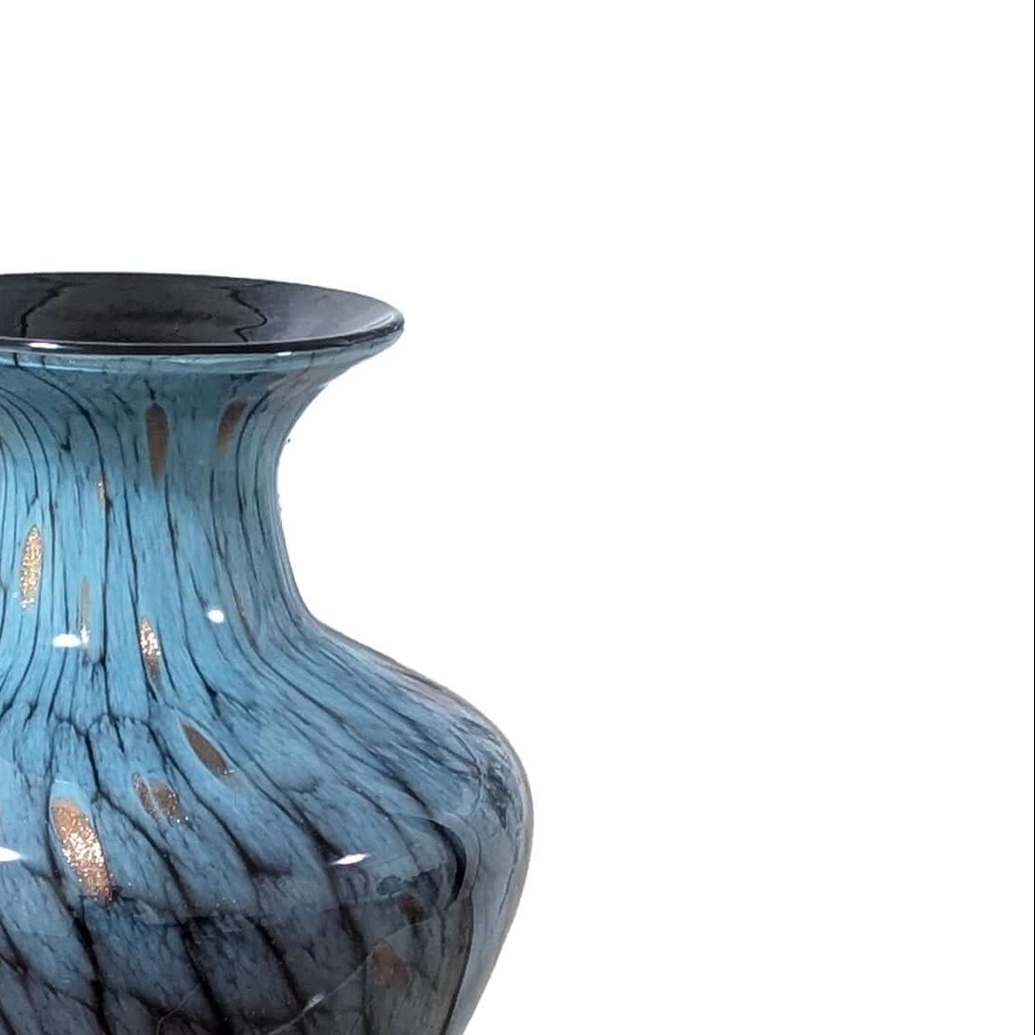 Turquoise Green Gold Art Glass Vase