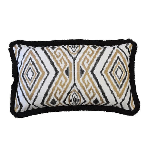 Ikat Woven Rectangular Cushion Cover Black Luxury Co