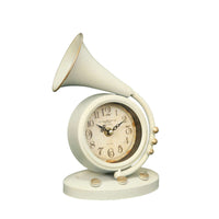 Vintage Trumpet Table Clock Creamy Finish