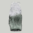 Hand blown smoked glass vase with Rook texture, featuring a clear and charcoal design, perfect for modern home decor.