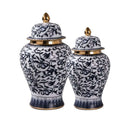 Luxury Ginger Jar Set Imperial Navy Gold Floral