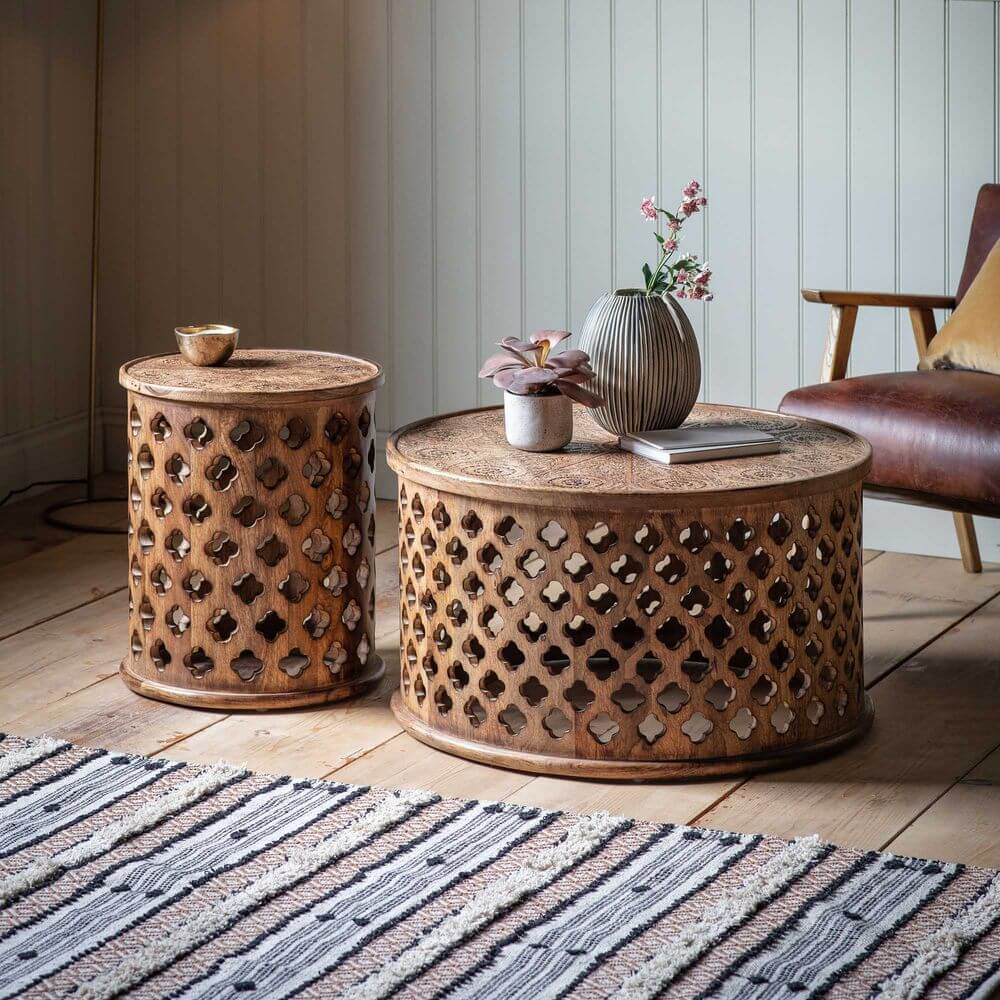 Jaipur Mango Wood Coffee Table - Natural 82cm Luxury Co