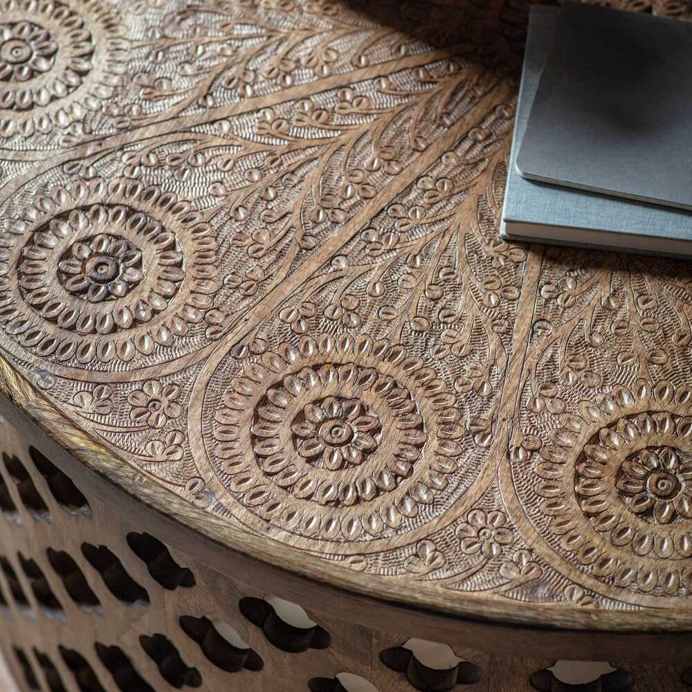 Jaipur Mango Wood Coffee Table - Natural 82cm Luxury Co