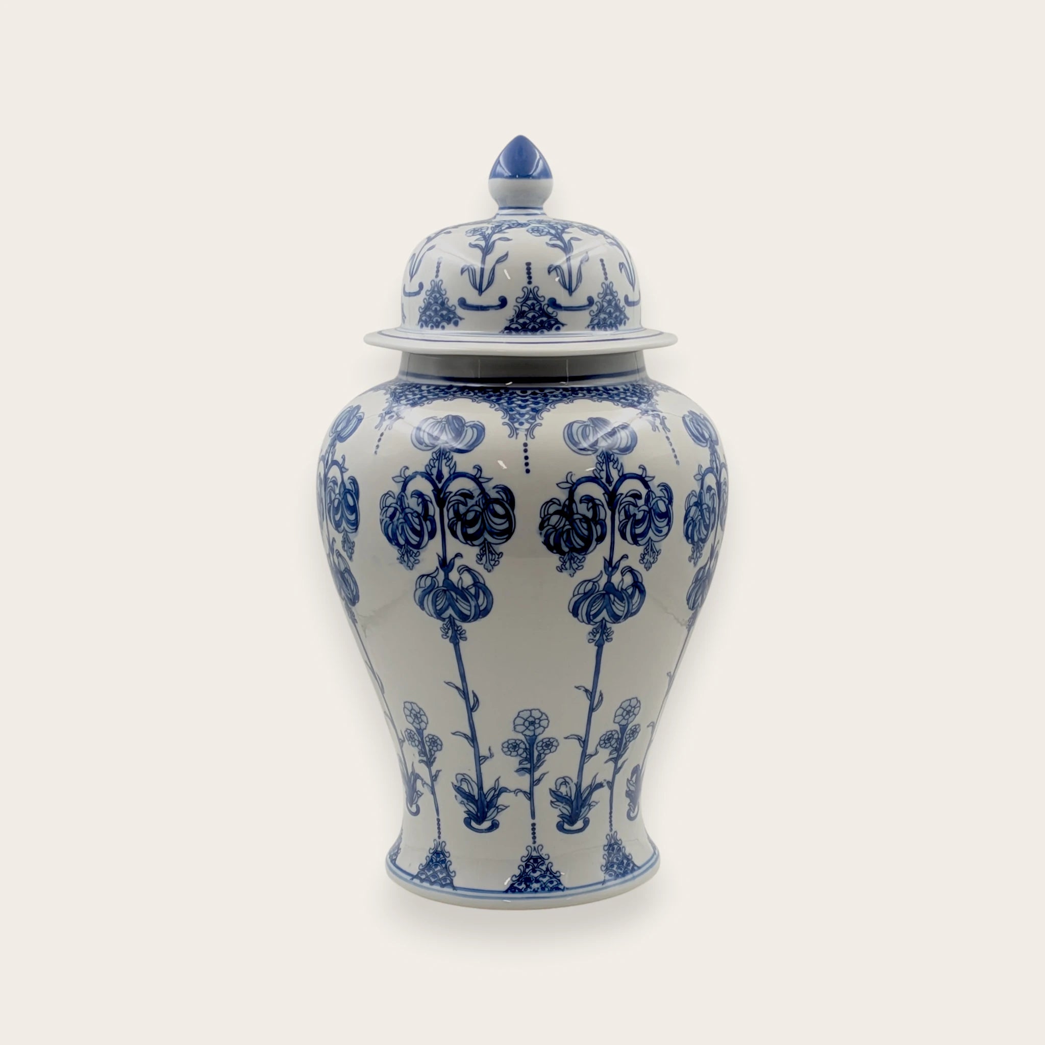 Classic Blue and White Ginger Jar - Floral