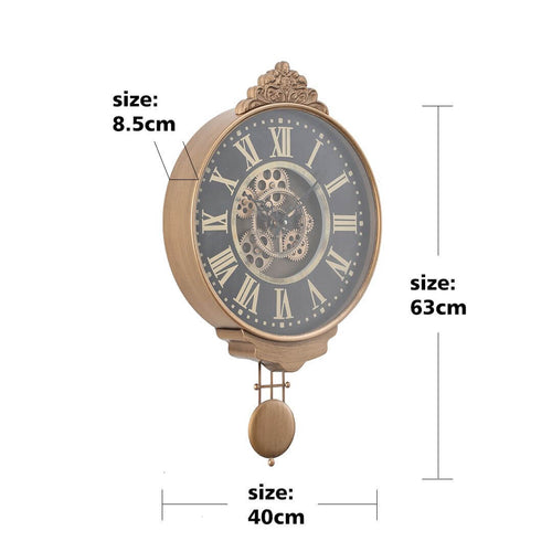 Kent Pendulum Wall Clock with Exposed Gears, 63cmElevate your decor with a 63cm Kent Pendulum Clock. Exposed gears and pendulum blend vintage and industrial elegance.