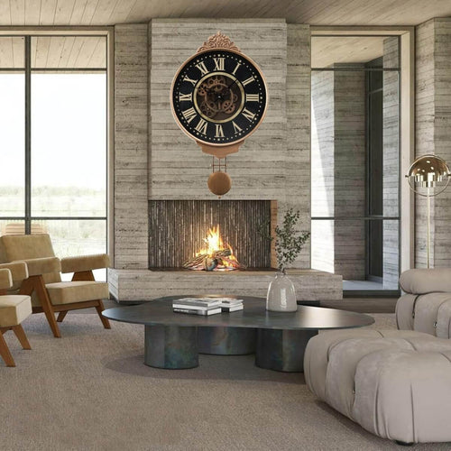 Kent Pendulum Wall Clock with Exposed Gears, 63cmElevate your decor with a 63cm Kent Pendulum Clock. Exposed gears and pendulum blend vintage and industrial elegance.