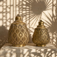 Medina Antique Gold Perforated Lanterns pair