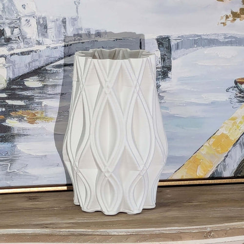 Lara Large Modern White 3D Textured Vase – Ceramic & Porcelain, 33cmEnhance your home with the Lara Vase; premium ceramic, 3D texture, perfect for modern decor.