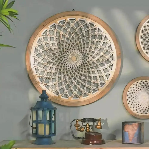 Large Round Wood Wall Art Frame - Natural & White Luxury Co