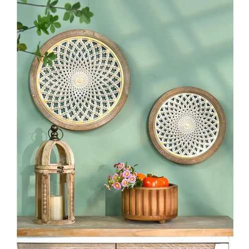 Large Round Wood Wall Art Frame - Natural & White Luxury Co