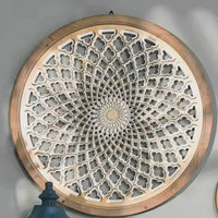 Large Round Wood Wall Art Frame - Natural & White Luxury Co